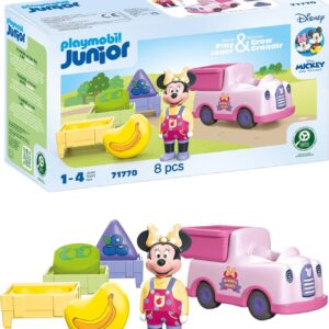 Playmobil Junior & Disney | Minnie Mouse – Camion de Fruits avec Jeu de tri | Jouet Durable dès 1 an | Cadeau pour Tout-Petits | Stimule la motricité et Les Premiers apprentissages | 71770