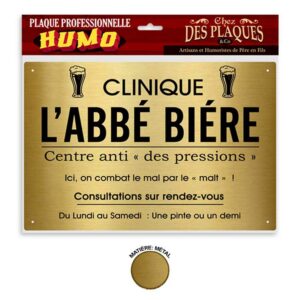 STC - Plaque Professionnelle Humoristique Abbé Bière