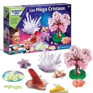 Clementoni | Science & Jeu – Les Méga Cristaux pour Enfants 8 Ans+ | Kit Cristallisation Colorée et Phosphorescente avec Arbre 3D, Moules et Produits Chimiques | Jeu Éducatif Chimie et Minéraux