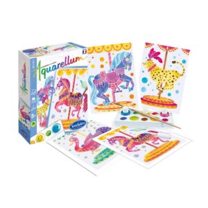 SentoSphère - AQUARELLUM MINI - MANEGE 4 PLANCHES - Kit peinture - Peinture Aquarellable Magique - A partir de 5 ans - fabriqué en France
