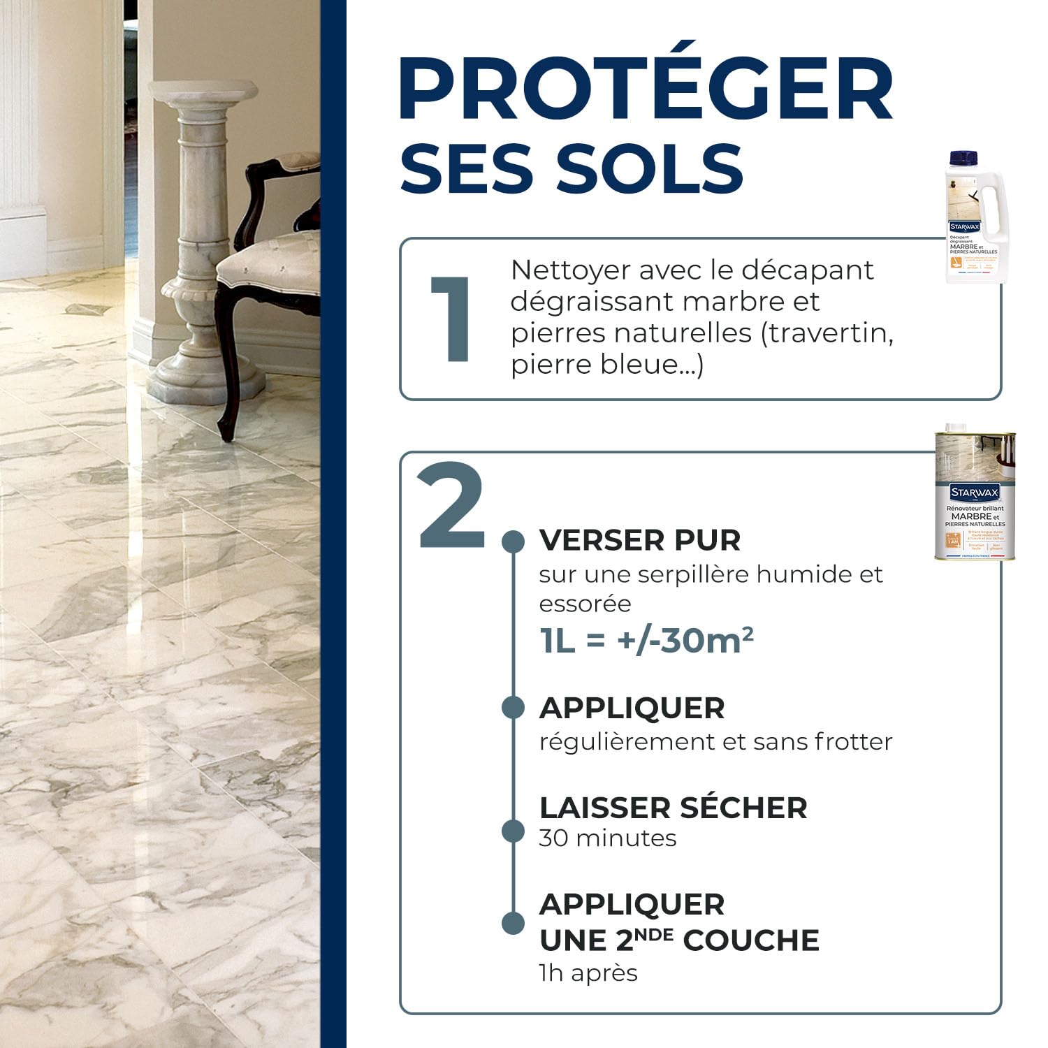 STARWAX — Rénovateur Brillant Protecteur Marbre et Pierre 1L – Image 3