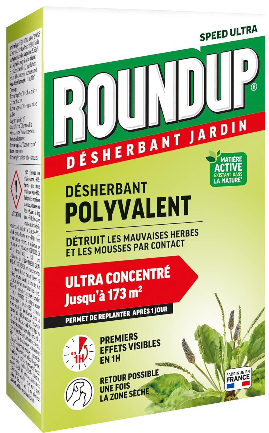 ROUNDUP Désherbant Jardin Polyvalent Concentré – Action 2-en-1 : Mauvaises Herbes & Mousses – Résultats dès 1h – 400ml