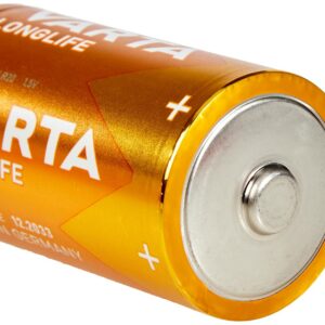 Alternative view of VARTA Piles D Mono, lot de 4, Longlife, Alcalines, 1,5V, adaptées aux télécommandes, réveils, radios, horloges murales, Made in Germany