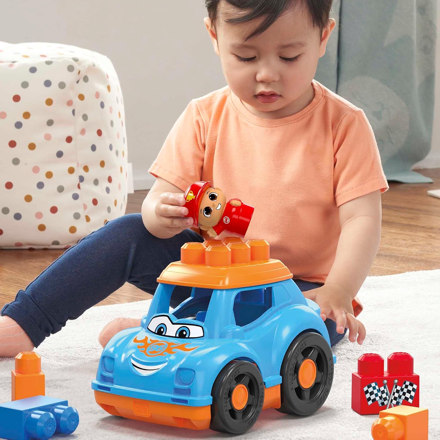 MEGA BLOKS — Voiture de course Ricky avec 4 grands blocs – Image 3