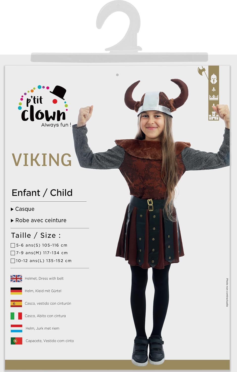 P’TIT CLOWN — Déguisement Viking Enfant Fille 4/6 ans – Image 4