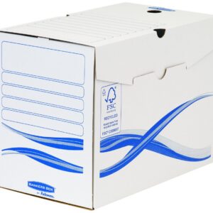 Fellowes 4460402 Boîte d'archives Bankers Box Basic A4 montage manuel - Dos de 20cm Blanc/Bleu (lot de 25)