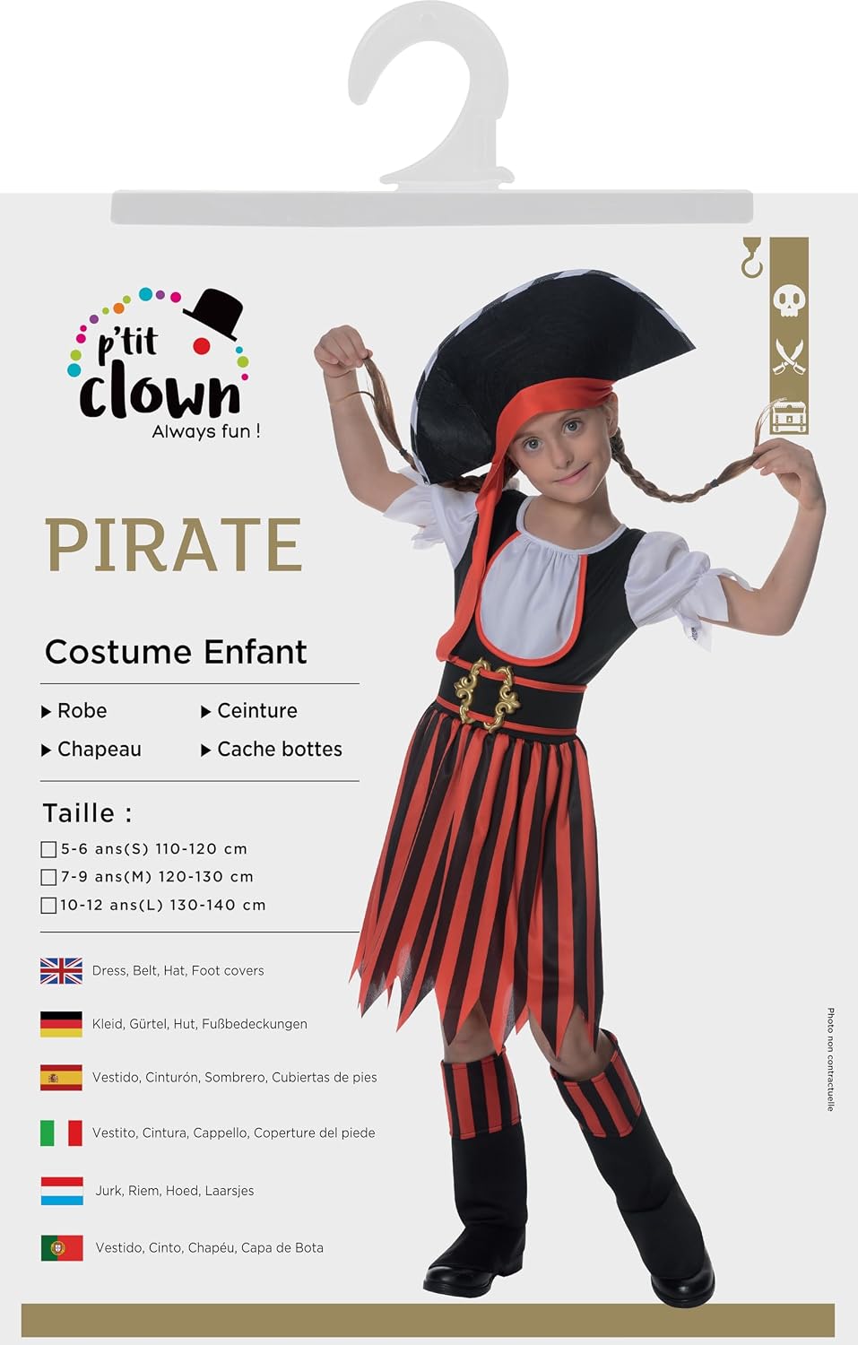 P'TIT CLOWN — Costume de pirate fille 5/6 ans – Image 2