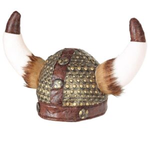 Widmann 09169 - Casque Viking avec cornes et fourrure - Nordmann - Voleur - Chapeau - Accessoire de fête à thème - Carnaval