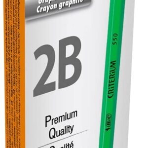 BIC Ecriture Criterium 550 Crayons à Papier - Mine Grasse Et Résistante - Couleur Grise, 2B, Boîte de 12