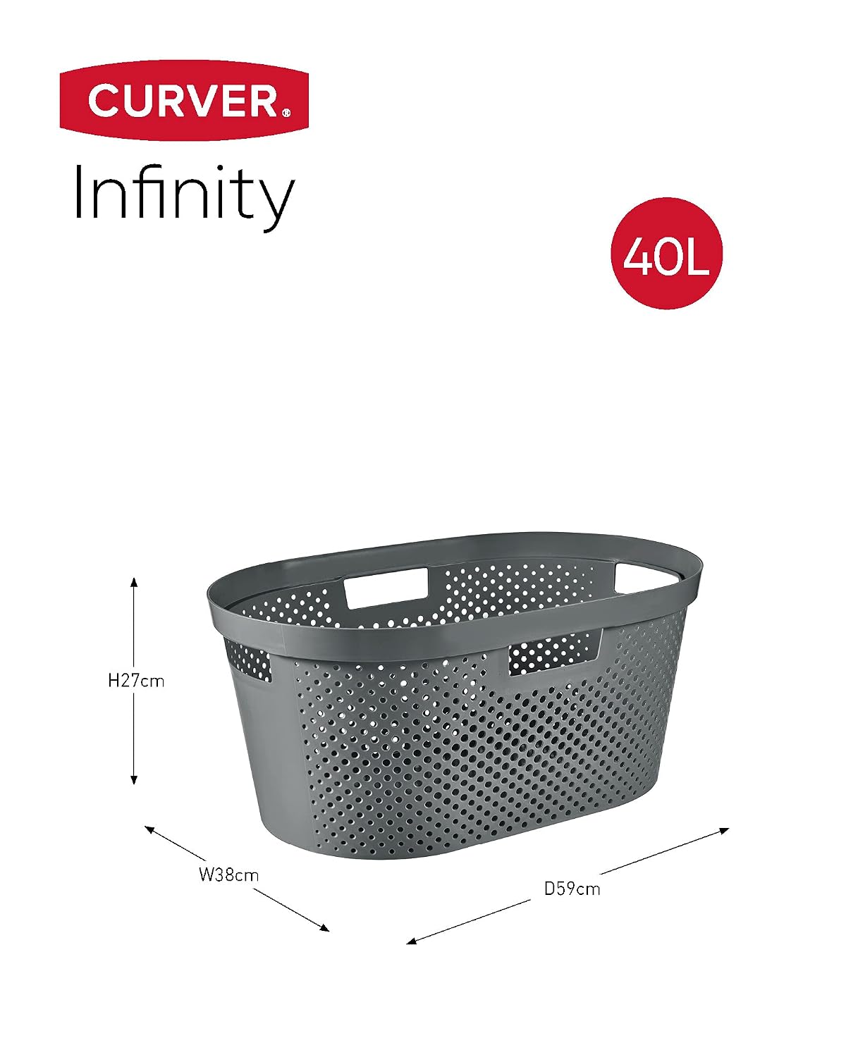 CURVER Infinity — Panier à Linge 40L Gris Anthracite – Image 2