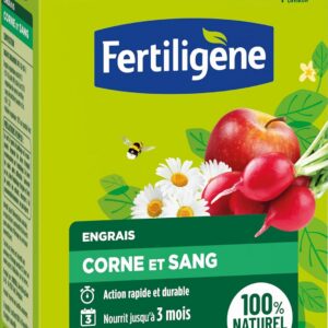 FERTILIGENE FCOSAN3 - Engrais Corne et Sang 3 kg - Action rapide et durable - Nourrit jusqu'à 3 mois - Jusqu'à 60m² fertilisées - Idéal pour la plantation du potager, des fleurs, arbustes, ornements