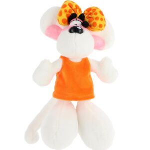 Diddl - Peluche Diddlina en Robe Orange 20cm - Peluche Souris Années 90 - Format Mignon - 100% Recyclée Écoresponsable - Idée Cadeau Enfant & Fan Vintage - Doudou Léger et Doux