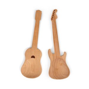 Kikkerland KKCU64 Couverts à Salade Forme de Guitare Bois