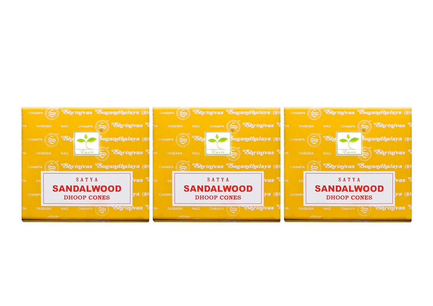 Grenadine Boutique - SATYA Encens Cônes - Lot de 3 Boîtes de 12 cônes Bois de Santal Sandalwood