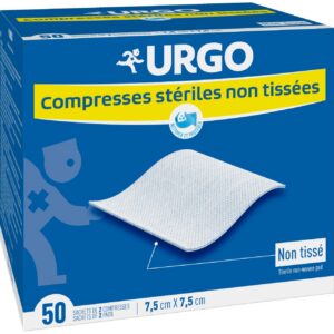 Urgo - Compresses stériles - Non tissées - Boîte de 50 sachets de 2 compresses - 7,5cm x 7,5cm