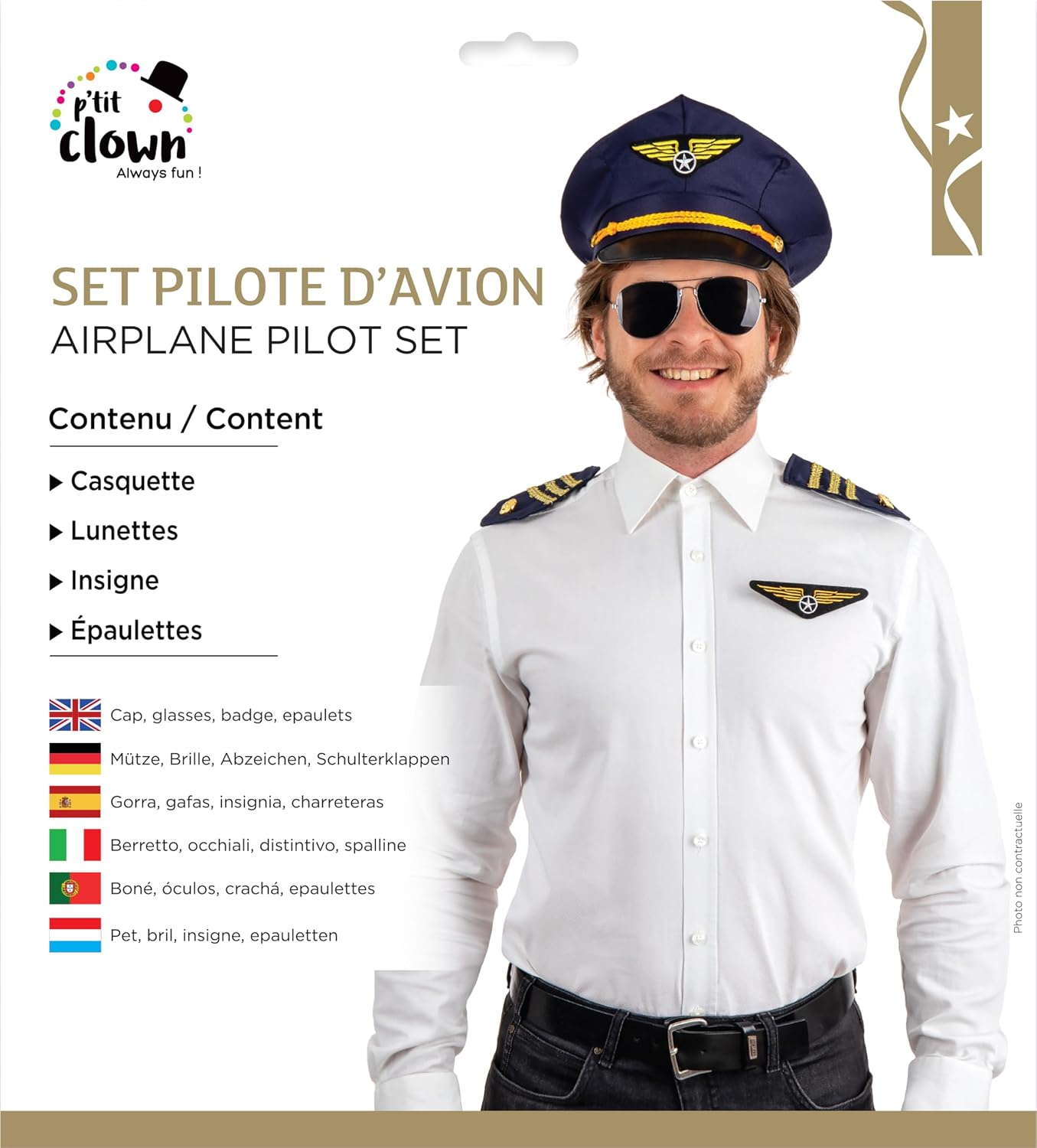P'TIT CLOWN — Set d’Accessoires Police d’Avion Adulte – Image 4
