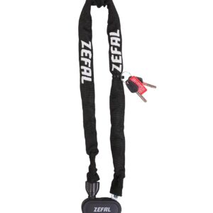 ZEFAL K-Traz M8, Antivol Chaîne A Clé, Cadenas Vélo-Mailles en Acier-Diamètre 6 mm Cyclisme, Noir, 90 cm