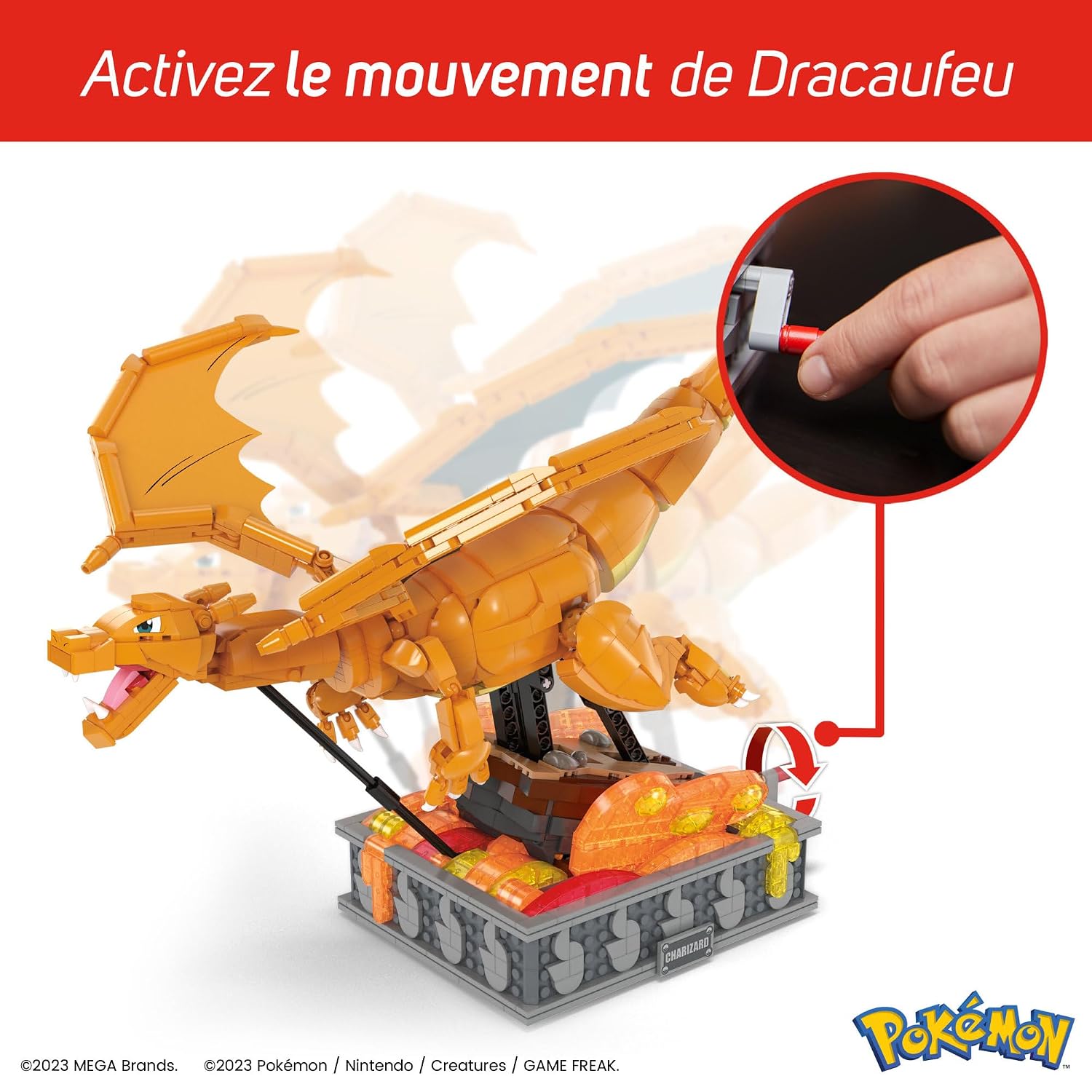 MEGA Pokémon — Figurine Dracaufeu articulée 1664 pièces – Image 2