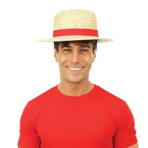 P'TIT CLOWN - 23825 - Chapeau paille avec ruban rouge - adulte