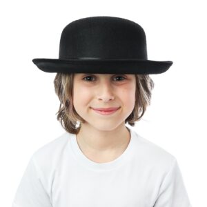 P'TIT CLOWN - Chapeau Feutre Enfant - Unisexe - Accessoire Déguisement, Costume Carnaval, Cosplay, Fête Costumée, Spectacle (Chapeau feutre melon noir)