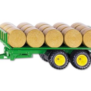 siku 2891, Remorque À Balles Rondes, 1:32, Métal/Plastique, Vert, 15 Balles De Foin Incluses, Compatible Avec Attelage Arrière Standard siku