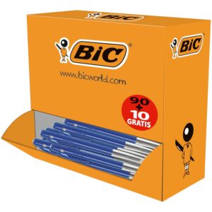 BIC M10 Original - Stylos-Bille Rétractables Pointe Moyenne (1,0 mm) - Encore de Couleur Bleue, Boîte de 90+10