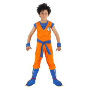 Chaks - Costume Goku Saiyajin pour garçon, tenue officielle Dragon Ball, ensemble 7 pièces pour carnaval, Halloween et fans d'anime