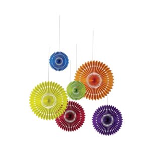 P'TIT Clown - 22646 - Rosaces Métalisées à Suspendre - Lot de 6 - Accessoires Décoration Festive - Parfait pour Anniversaire - Multicolore