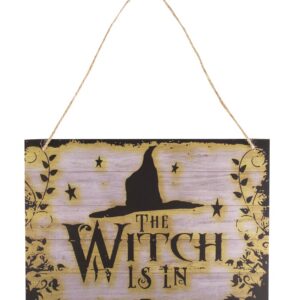 P'TIT CLOWN - 22989 - Pancarte Sorcière à Suspendre 39 cm - Parfaite pour Décoration Halloween