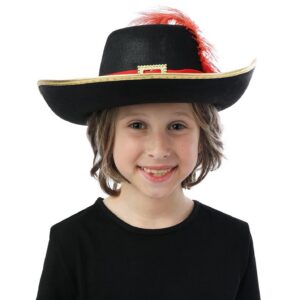 P'TIT CLOWN - Chapeau Feutre Enfant - Unisexe - Accessoire Déguisement, Costume Carnaval, Cosplay, Fête Costumée, Spectacle (Chapeau feutre de mousquetaire)