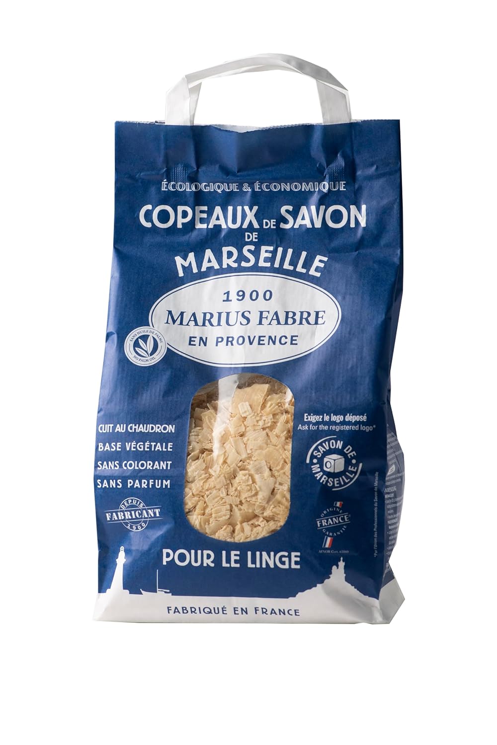 Marius Fabre - Copeaux de Savon de Marseille - pour Le Linge - 100% d'Ingrédients d'origine Naturelle - Certifié Ecocert - Origine France Garantie - Sachet 980g