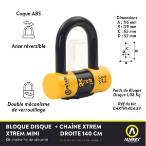 Alternative view of AUVRAY Xtrem — Antivol Moto Chaîne et Mini U 13,5 mm 140 cm