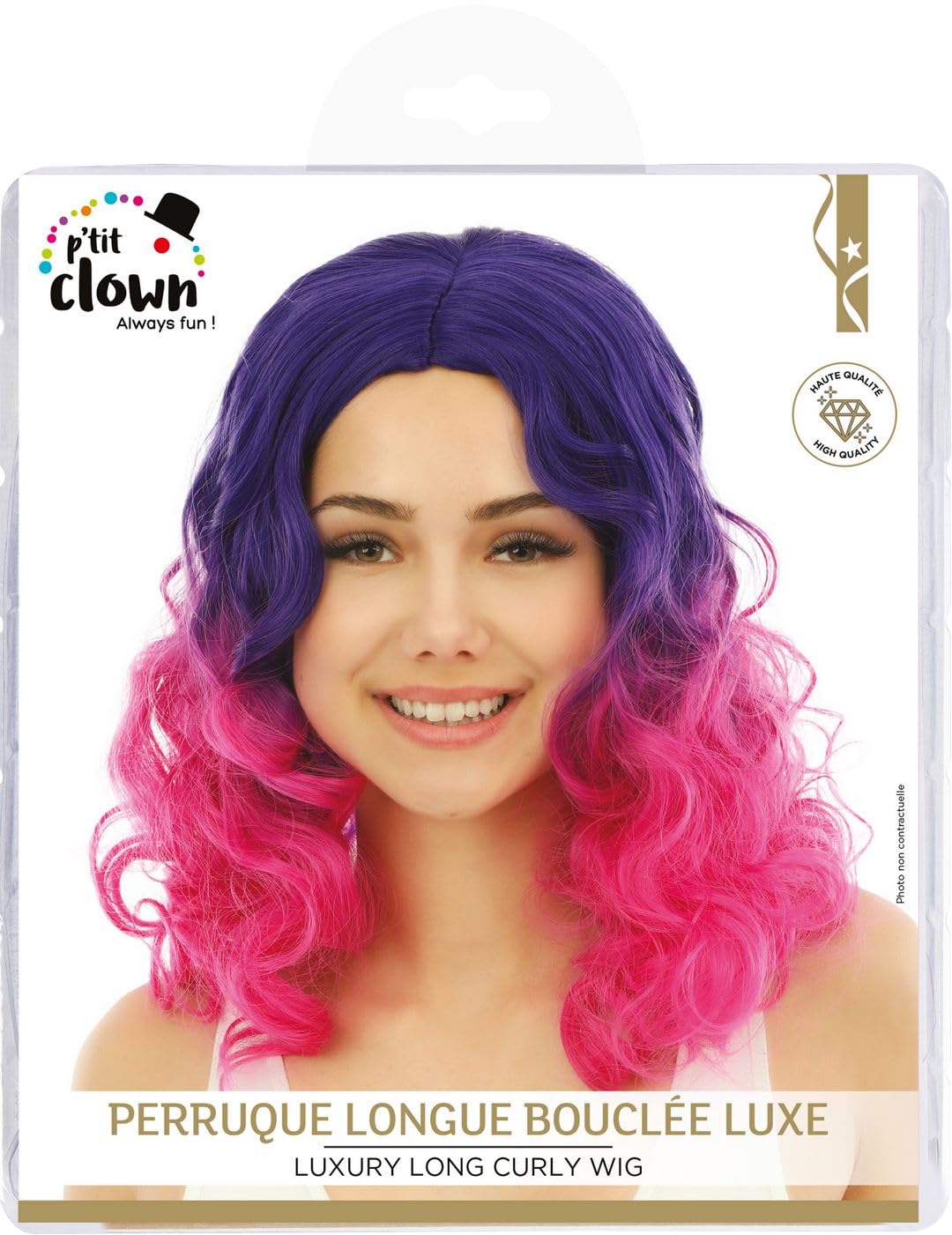 P'TIT CLOWN — Perruque Longue Bouclée Rose – Image 3