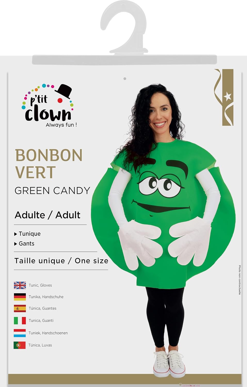 P'TIT CLOWN — Costume Bonbon Adulte Taille Unique Vert – Image 3