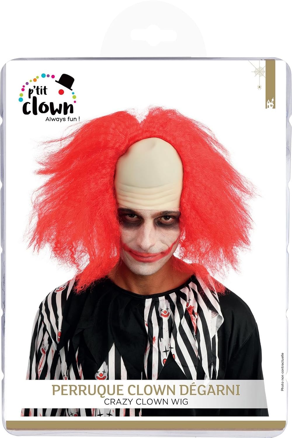 P'TIT CLOWN — Perruque de Clown Dégarni Rouge – Image 3