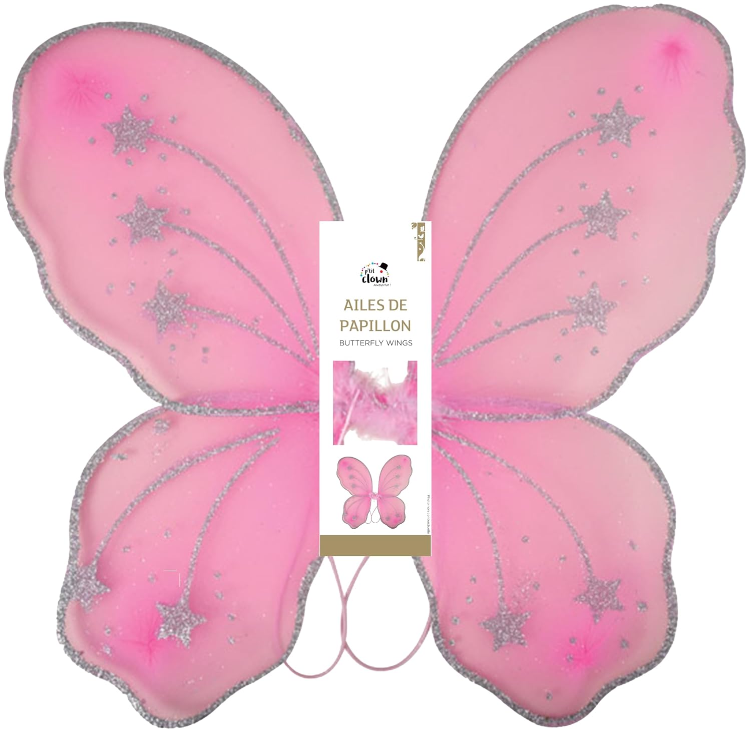 P'TIT CLOWN — Ailes de Papillon Rose 32 x 48 cm – Image 2