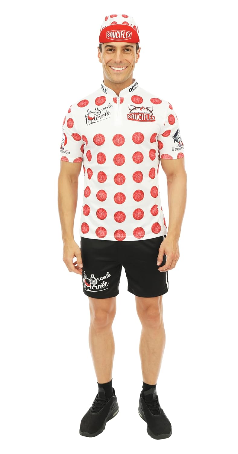 P'TIT CLOWN - 23887 - Costume cycliste - Sauciflex, blanc, rouge - adulte - L/XL