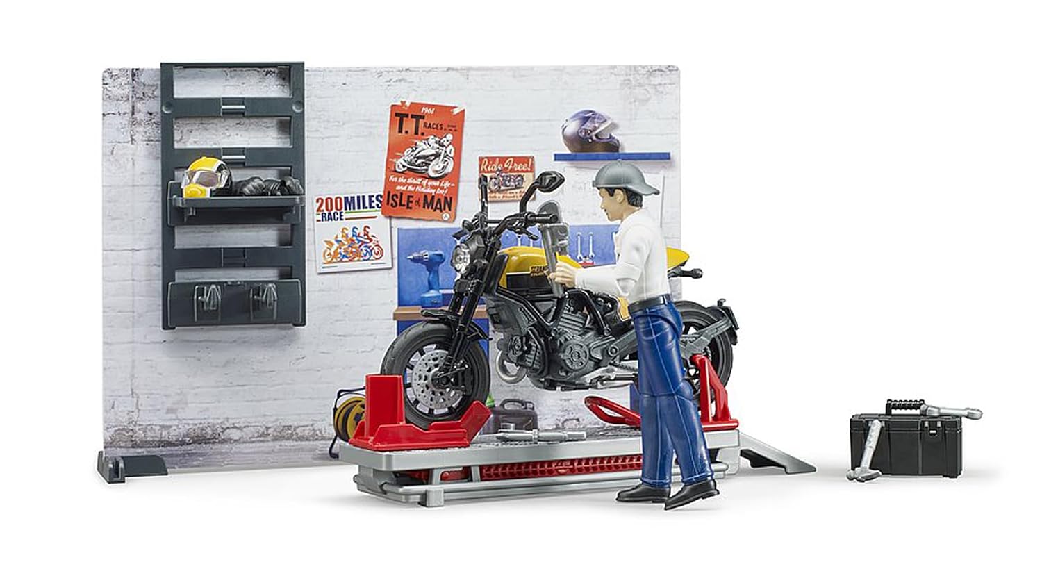BRUDER bworld — Atelier moto Scrambler Ducati avec figurine – Image 4