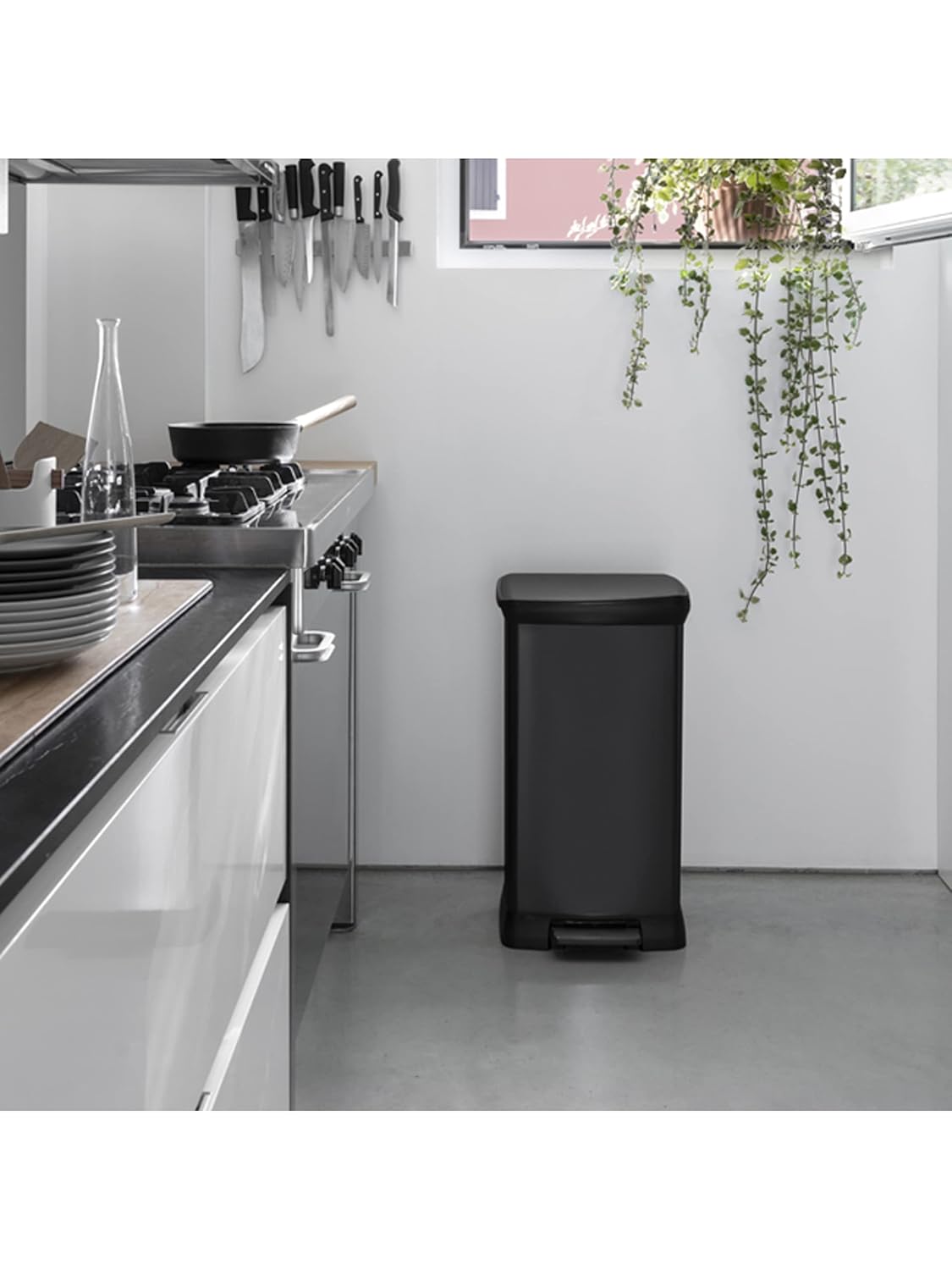 CURVER Decobin — Poubelle à pédale 50L aspect métal Noir – Image 2