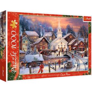 Trefl- Vue sur la Ville Neige Animaux Personnes Période de Noël DIY Divertissement Créatif Cadeau Amusement Puzzles Classiques pour Adultes et Enfants à partir de 12 Ans Blanc, 10602, 1000 Pièces