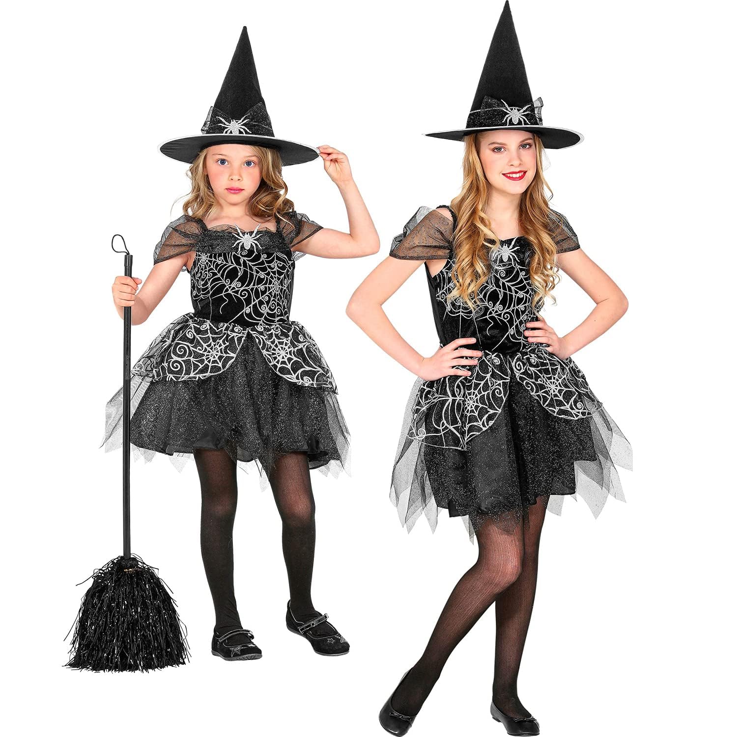 W WIDMANN MILANO Party Fashion - Costume enfant sorcière, robe et chapeau, magicienne, conte de fées, carnaval, Halloween