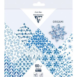 Clairefontaine 95349C - 60 Feuilles de Papier Origami 70g/m², Format 15x15cm, 30 Motifs Colorés Assortis (2 feuilles par motif), Loisirs Créatifs Adultes et Enfants, Collection Shibori