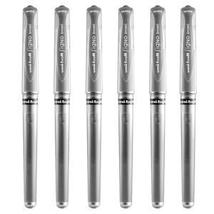 Uni-Ball UM-153 Signo Lot de 6 Stylos bille argentés à encre métallique gel large Pointe 1 mm Largeur de trait : 0,65 mm avec prise en caoutchouc