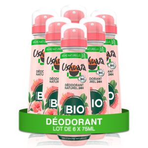 Ushuaïa - Déodorant Naturel Brume 24H - Certifié Bio - Hibiscus du Burkina Faso - lot de 6 x 75ml