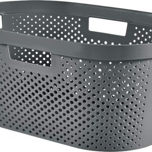 Curver | Panier à Linge 40L Infinity, Gris Anthracite, 58,5 x 38 x 26,5 cm, Plastique recyclé