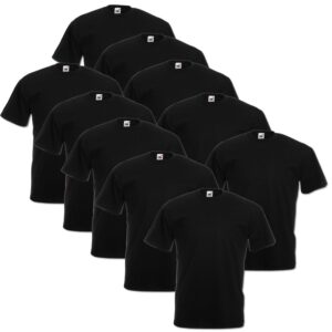 Fruit of the Loom Lot de 10 T-shirts Taille : S-5XL Plusieurs couleurs XXXXL schwarz