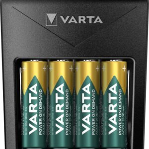 VARTA Chargeur de Piles incl. 4X AA 2100mAh rechargeables, chargeur pour piles AA/AAA/C/D/9V rechargeables et appareils USB, Power on Demand LCD Charger+ [Exclusif sur Amazon]