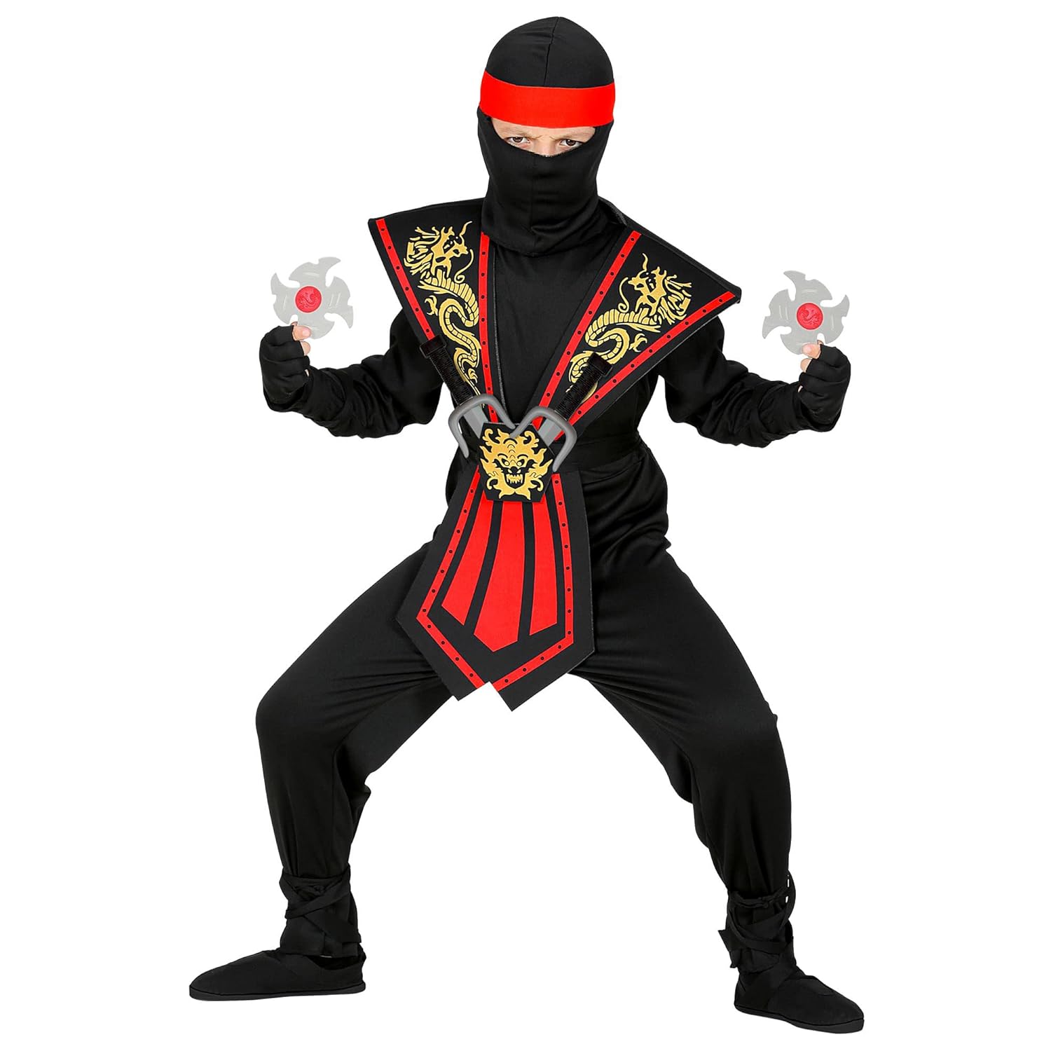 W WIDMANN MILANO Party Fashion - Costume enfant Ninja avec set d'armes, combattant japonais, guerrier