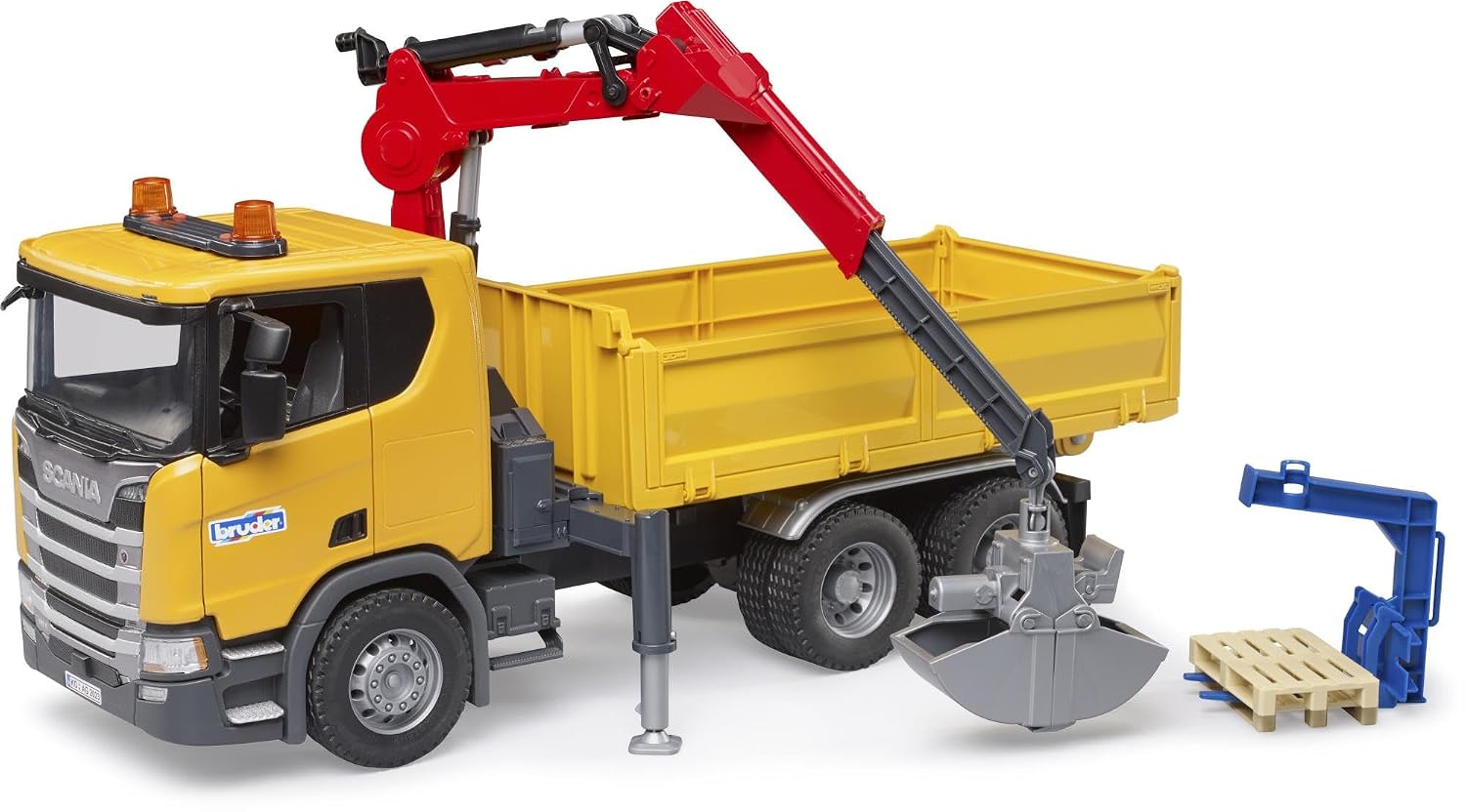 BRUDER Scania — Camion de chantier avec grue et 2 palettes – Image 7