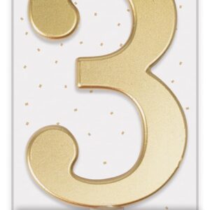 P'TIT CLOWN - Bougie Géante Anniversaire - Bougie Chiffre - Parfaite pour Décoration Gâteau - Fête Enfant, Adulte, Birthday Party - Hauteur : 13 cm - Or (3)